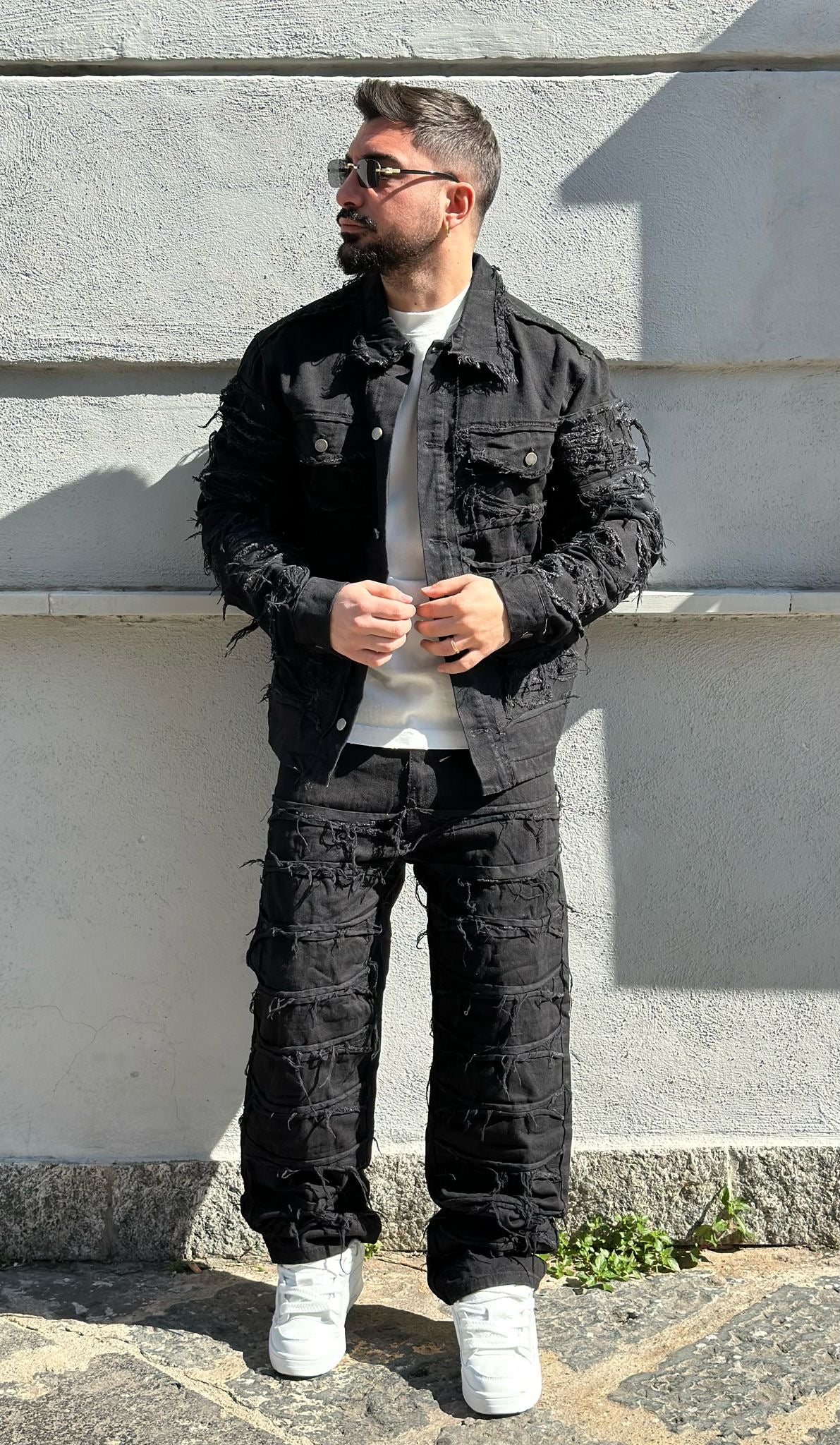 COORDINATO DENIM SFRANGIATO BLACK