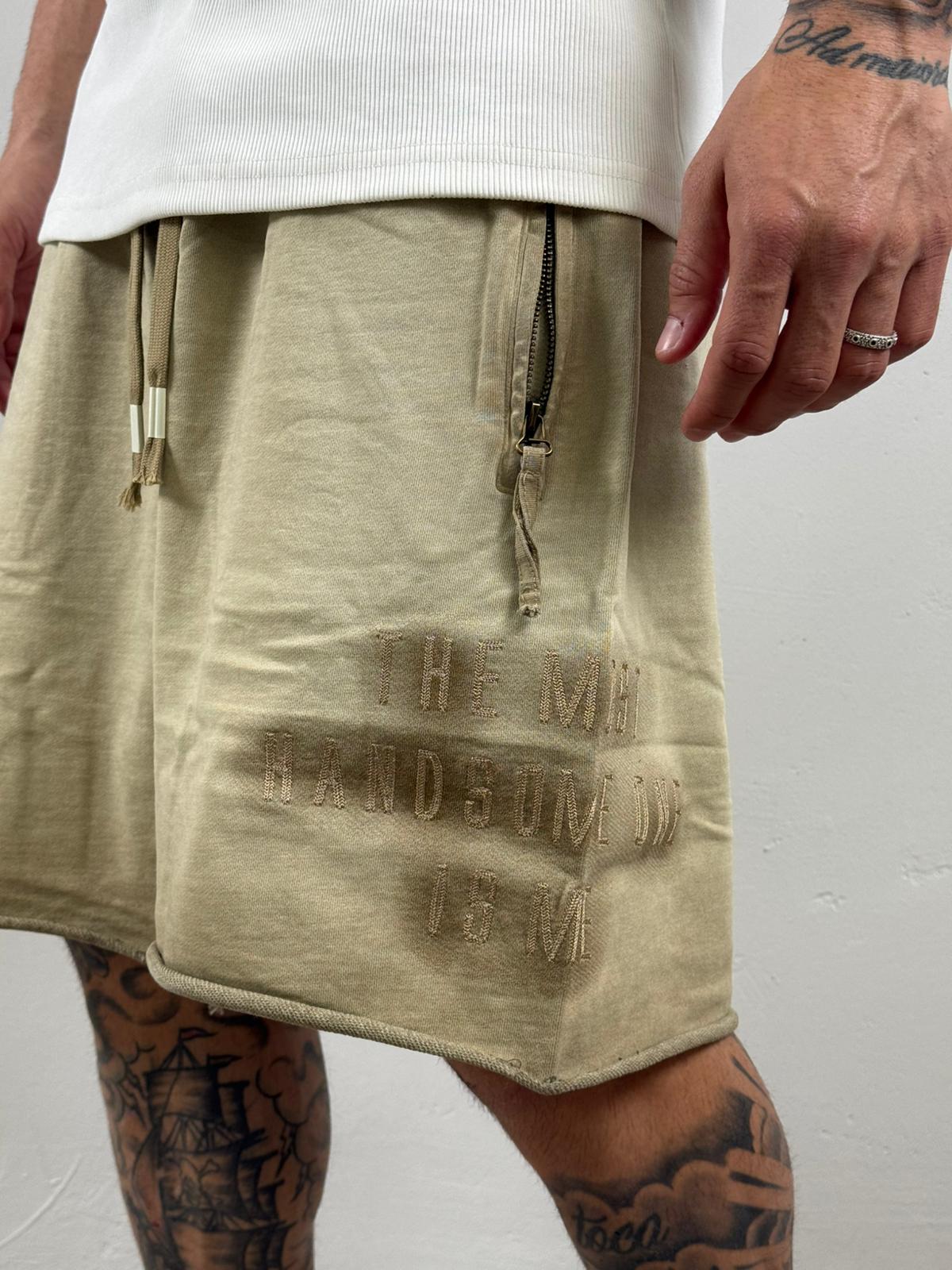Pantaloncino ricamo begie