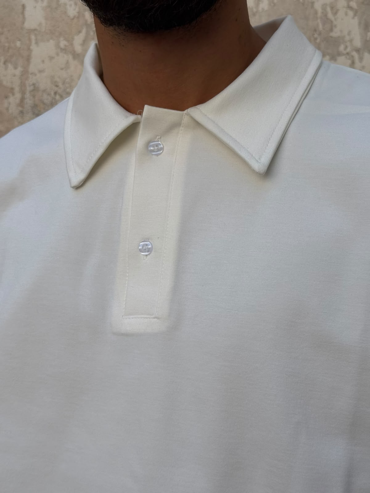 Long sleeve polo bianca