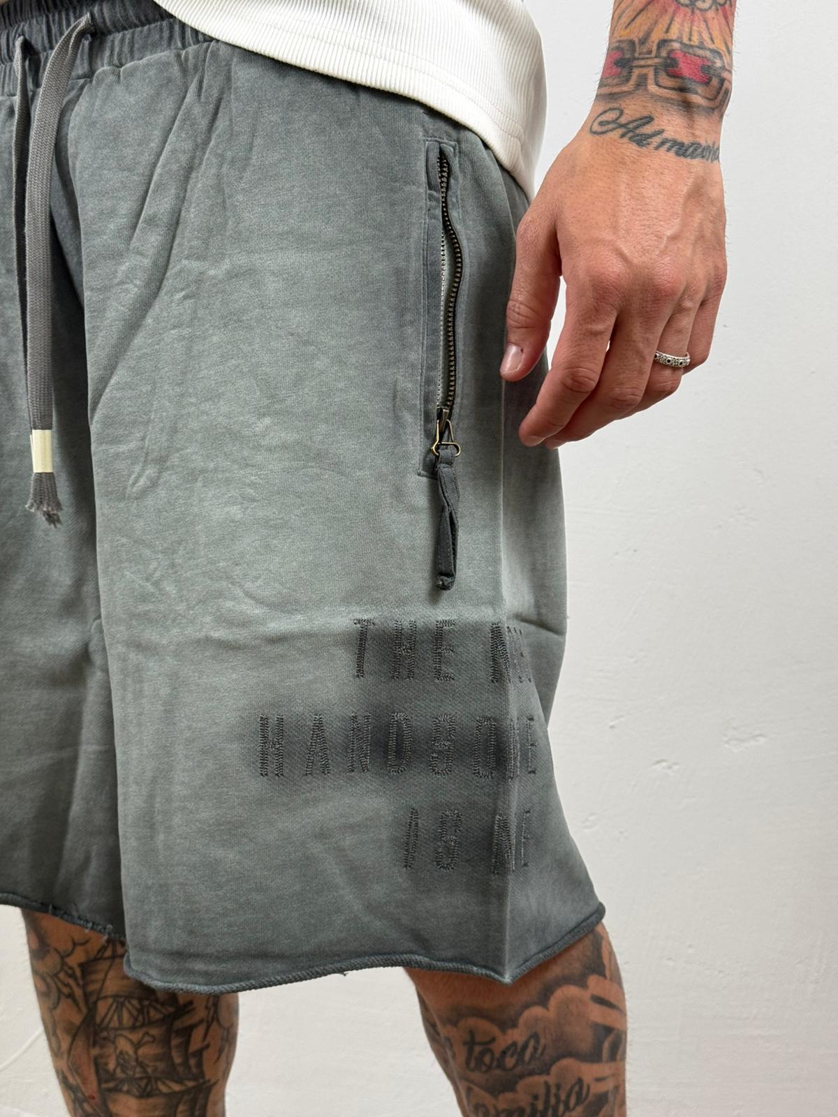 Pantaloncino ricamo grigio