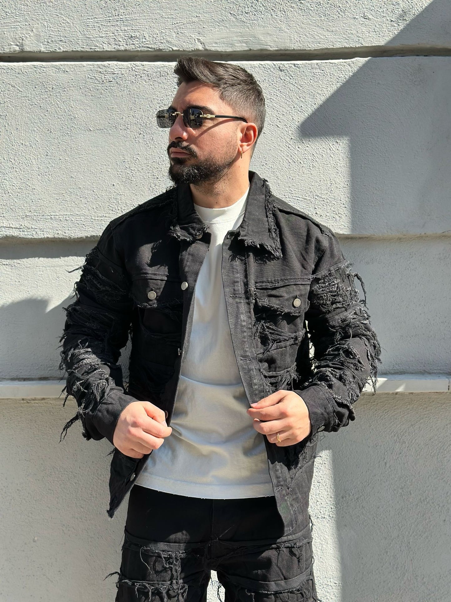 COORDINATO DENIM SFRANGIATO BLACK