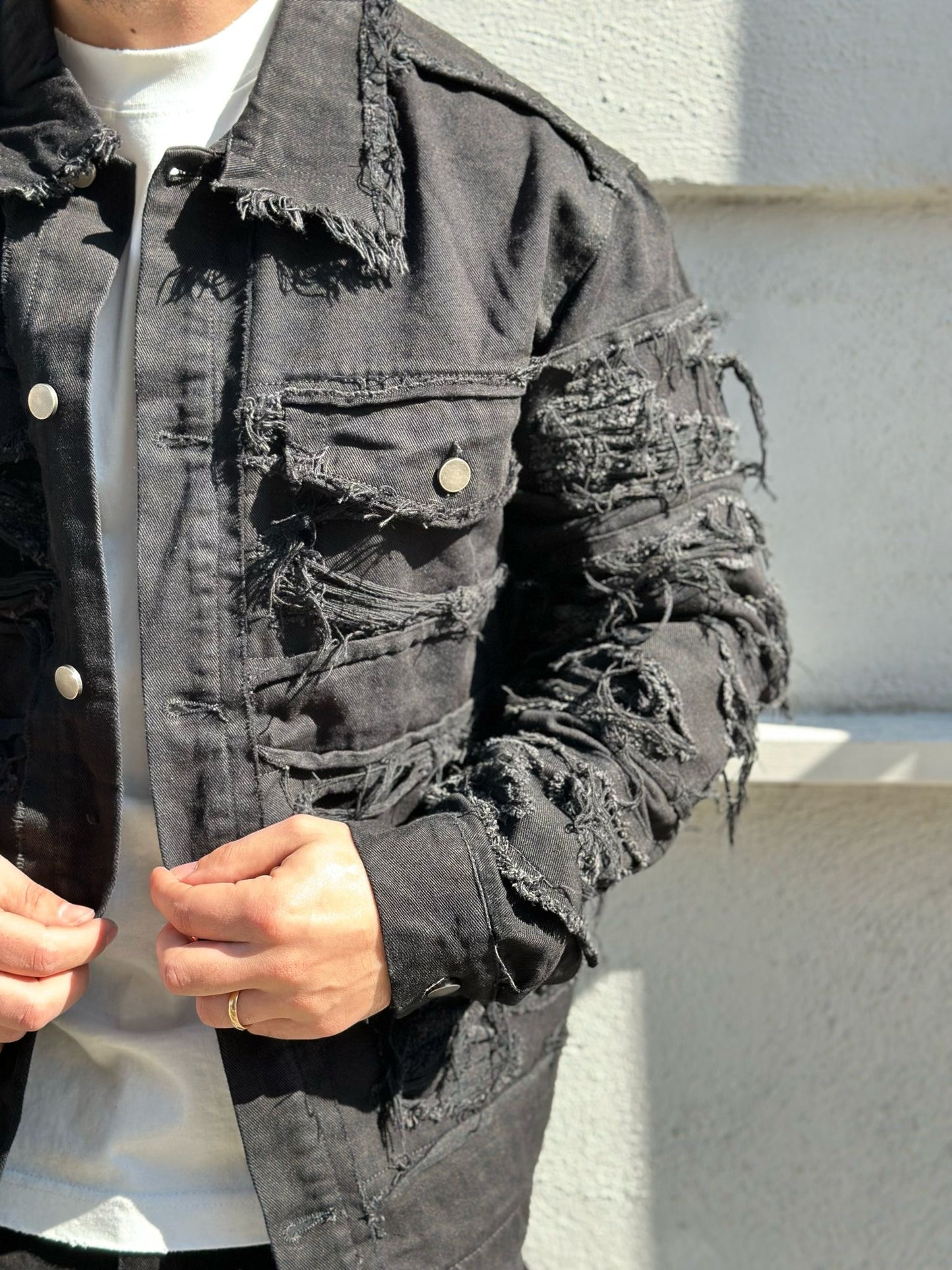COORDINATO DENIM SFRANGIATO BLACK