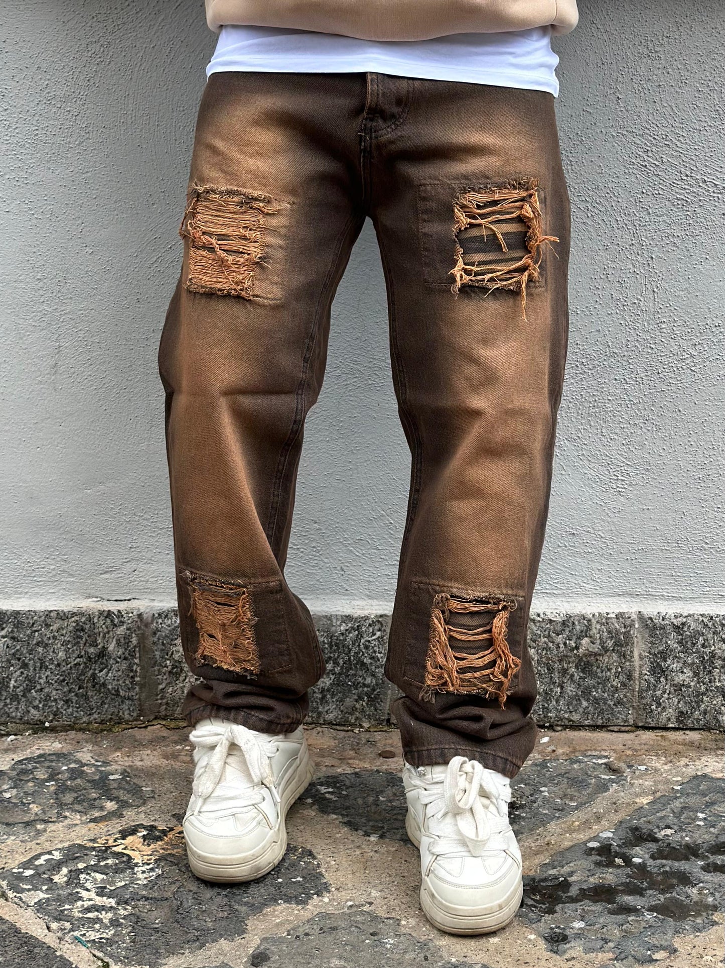 JEANS SABBIATO STRAPPATO