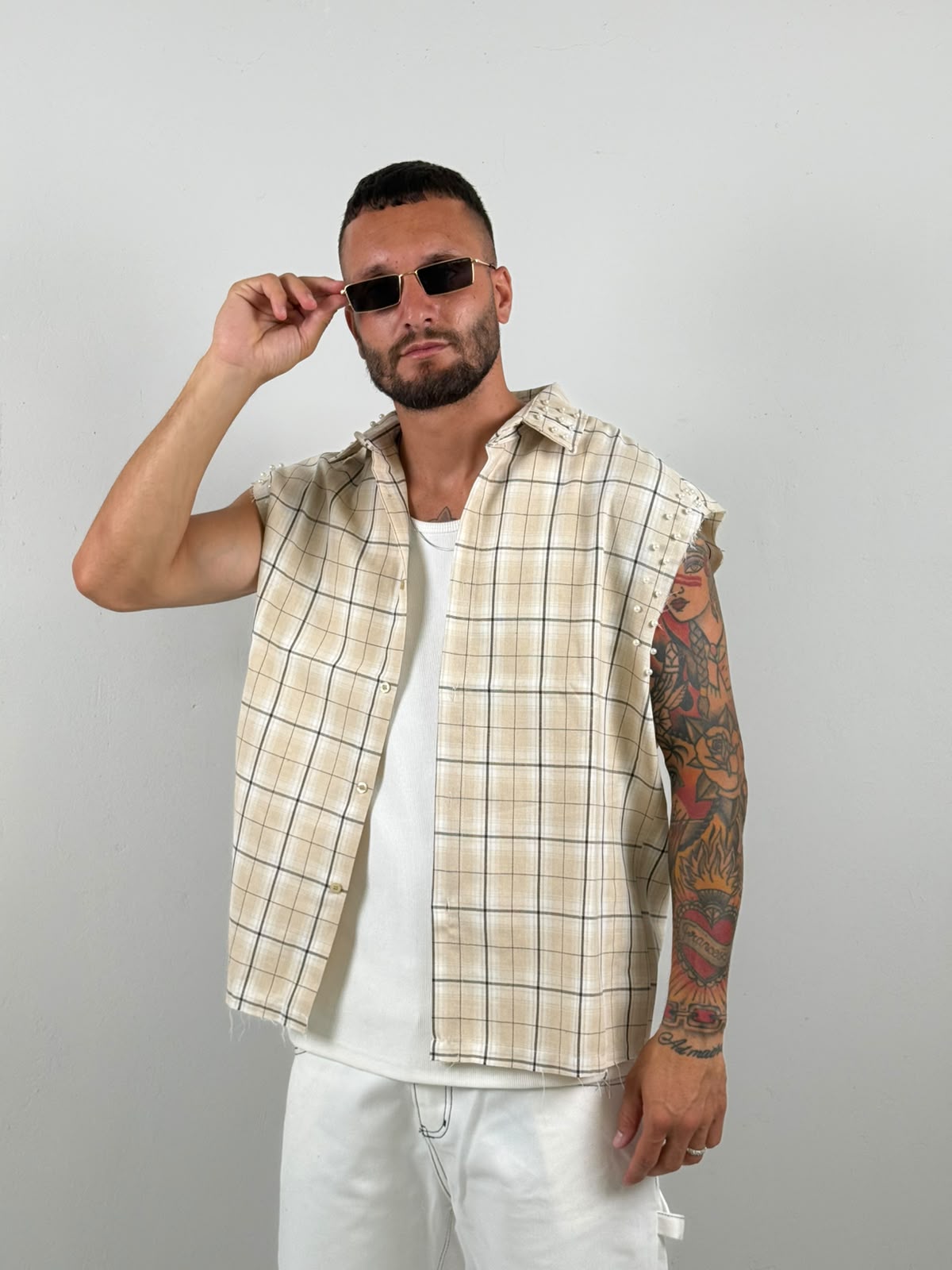 Camicia division giro manica begie