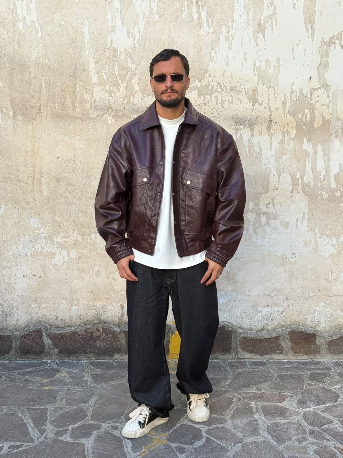 Giubbotto in pelle bordeaux