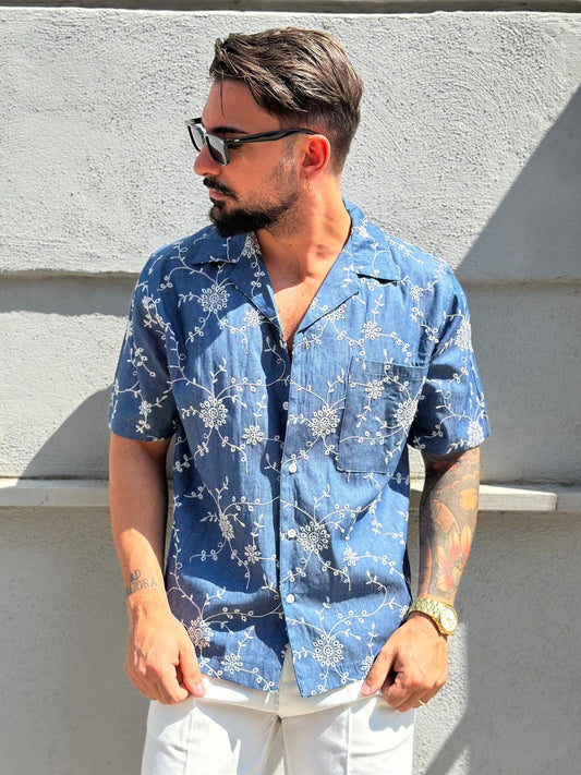 CAMICIA DENIM FLOREALE