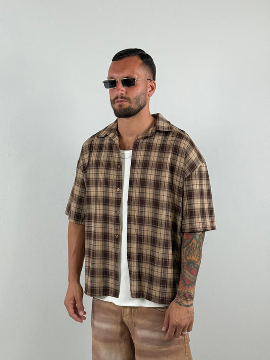 Camicia martone quadri croce brillantini