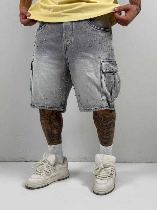 Bermuda cargo grigio con perle
