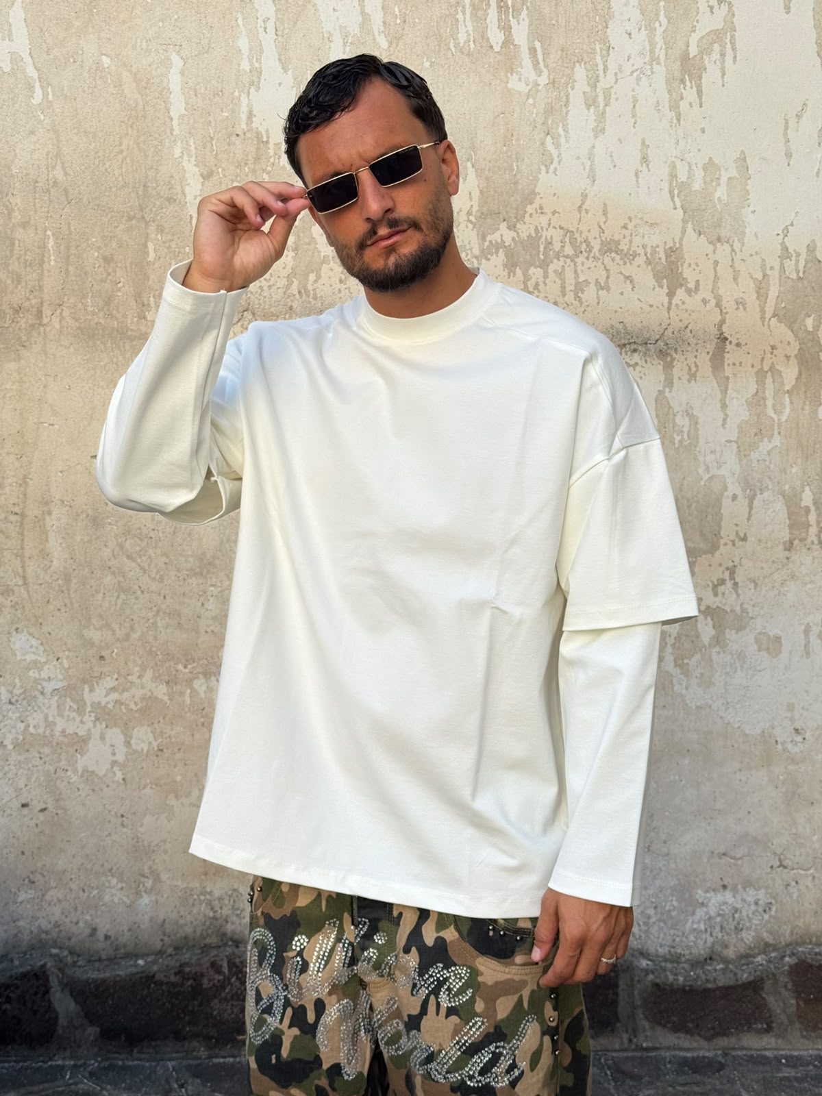 Long sleeve manica double bianca