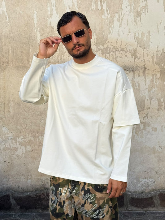 Long sleeve manica double bianca