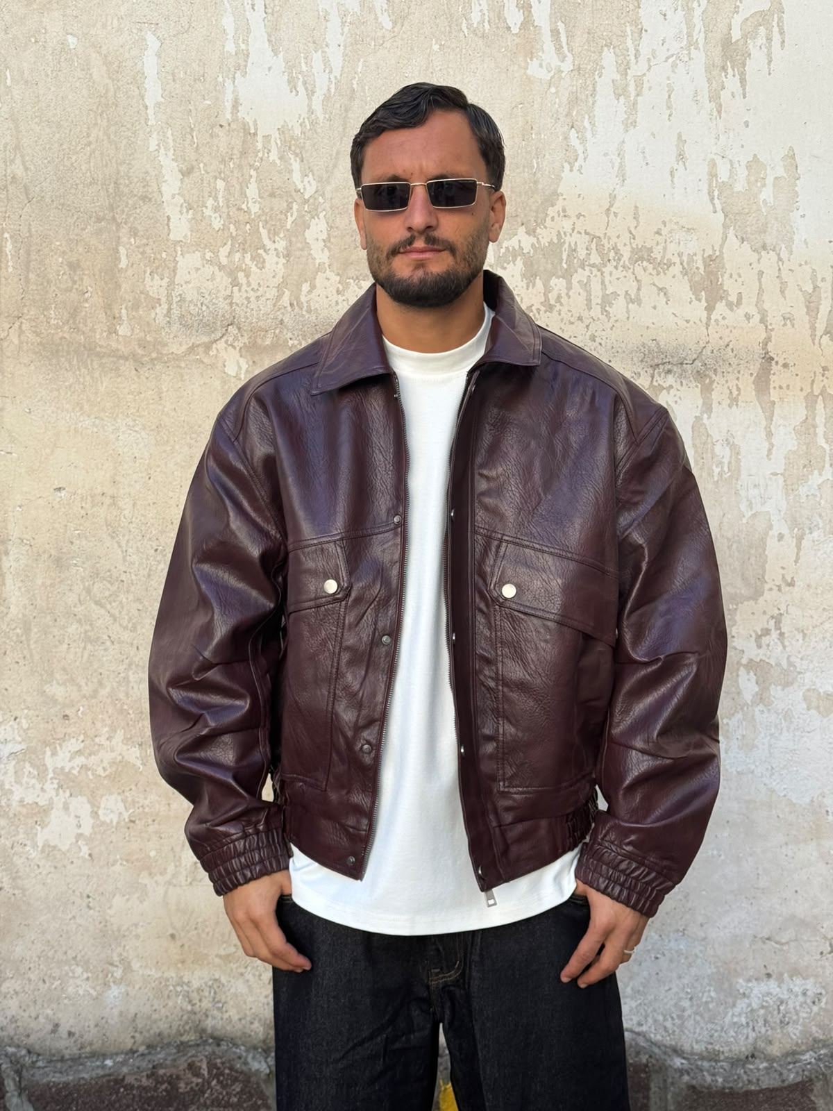 Giubbotto in pelle bordeaux
