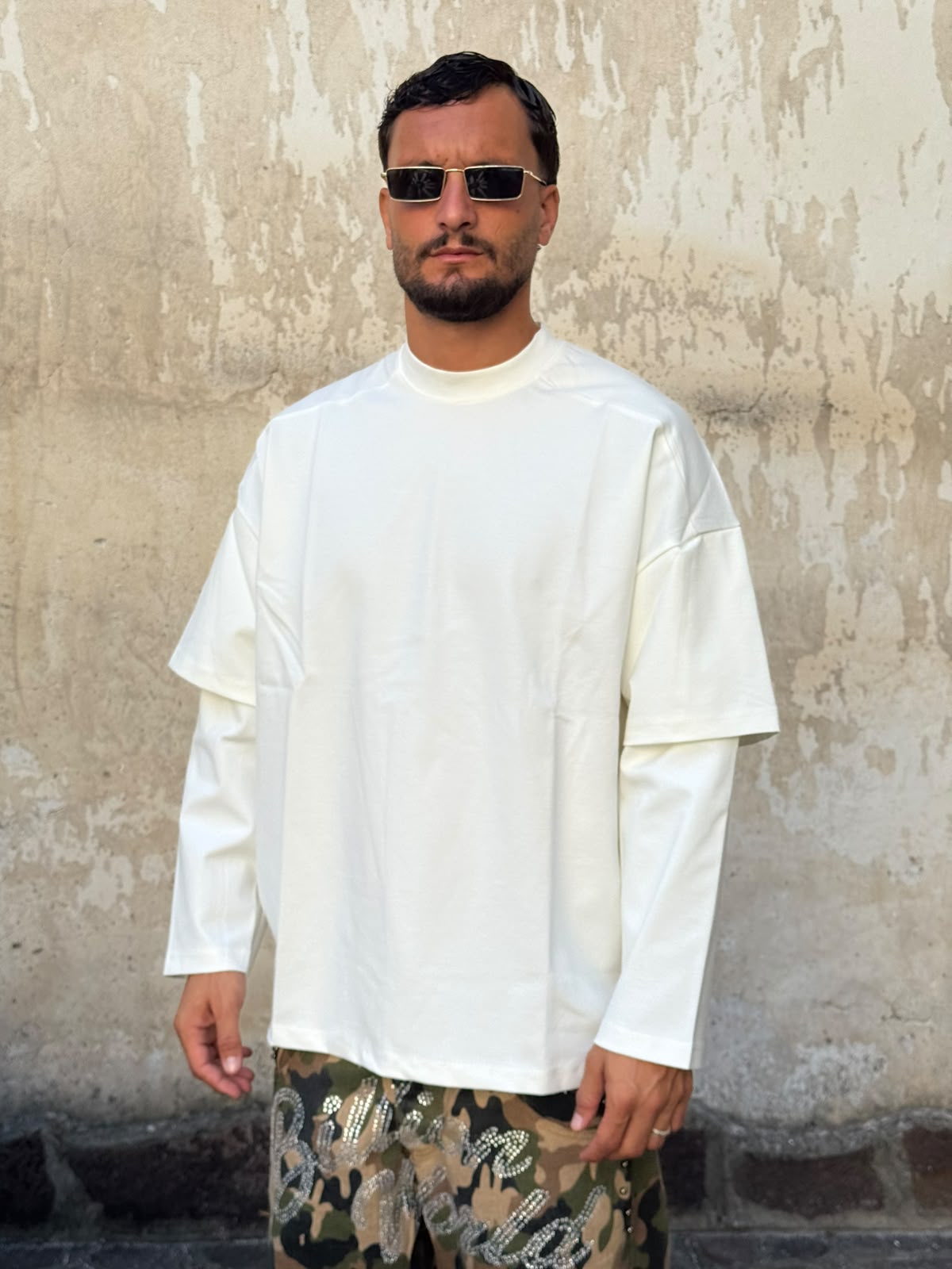 Long sleeve manica double bianca