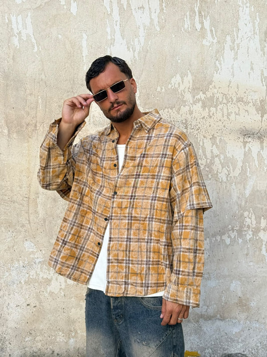 Camicione double quadri giallo