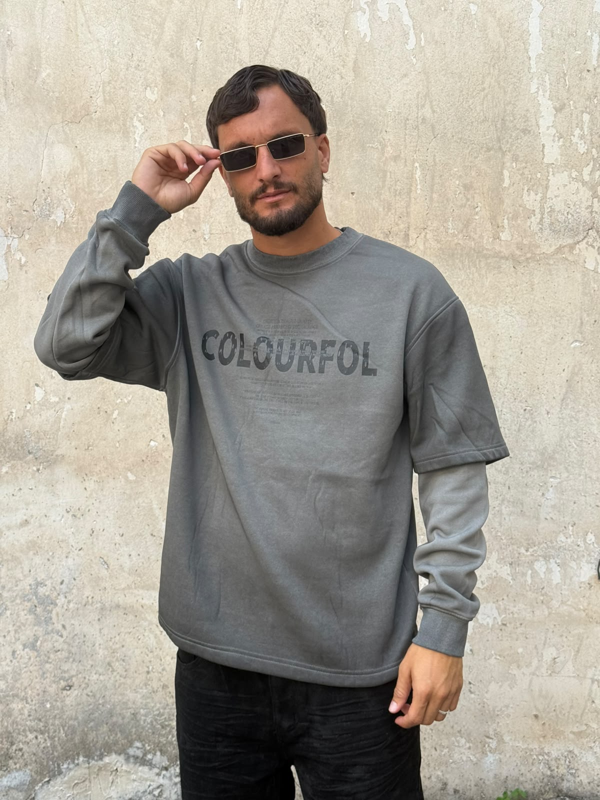Felpa colourfol grigio