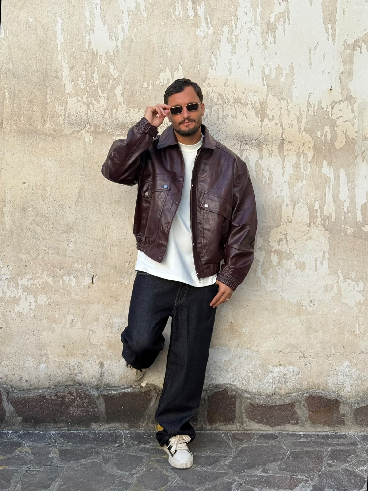 Giubbotto in pelle bordeaux
