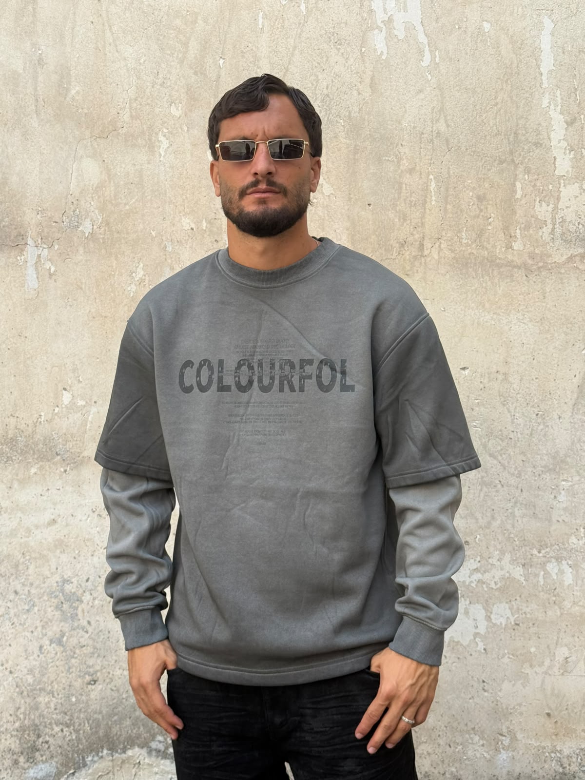 Felpa colourfol grigio