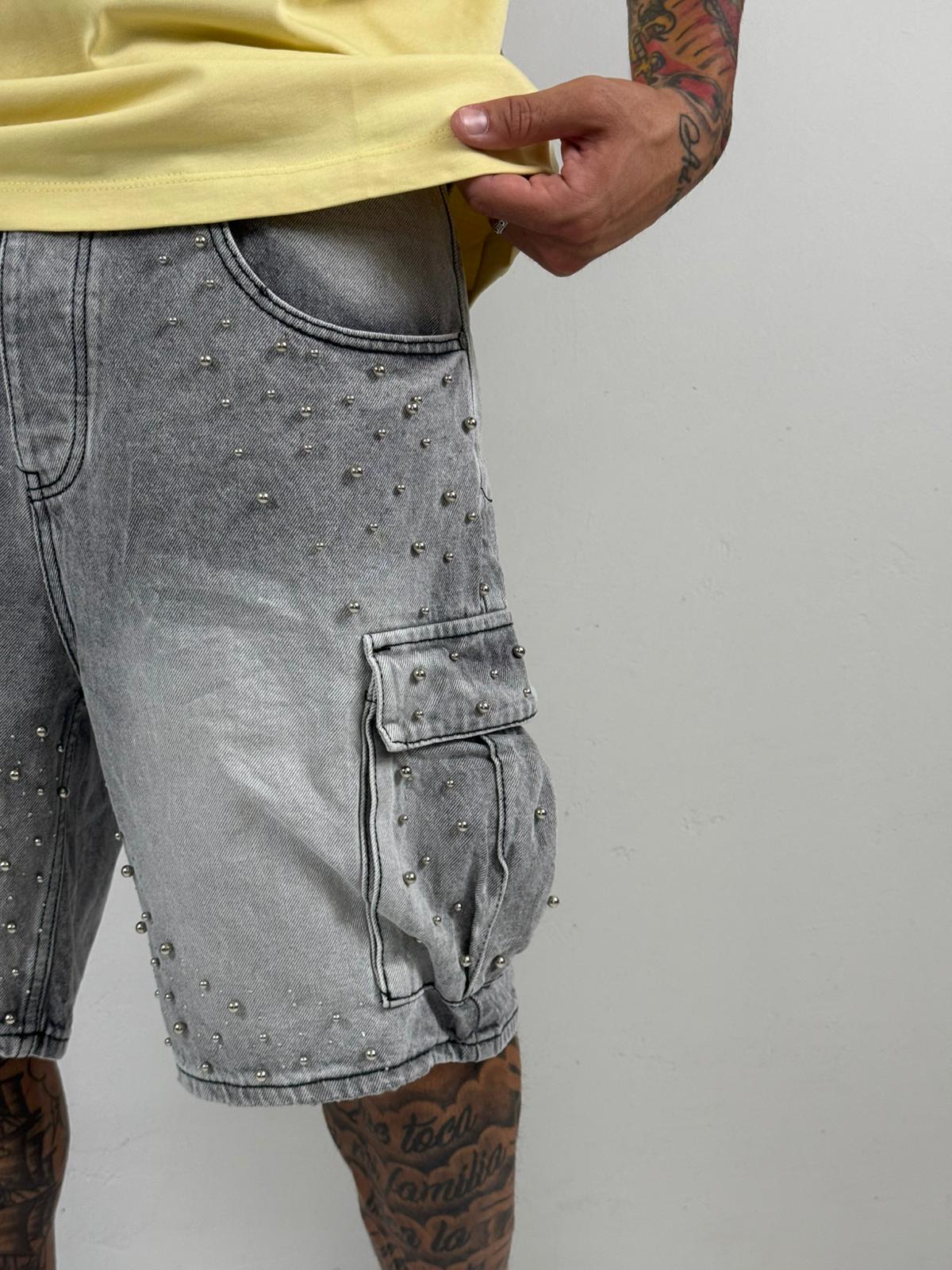 Bermuda cargo grigio con perle
