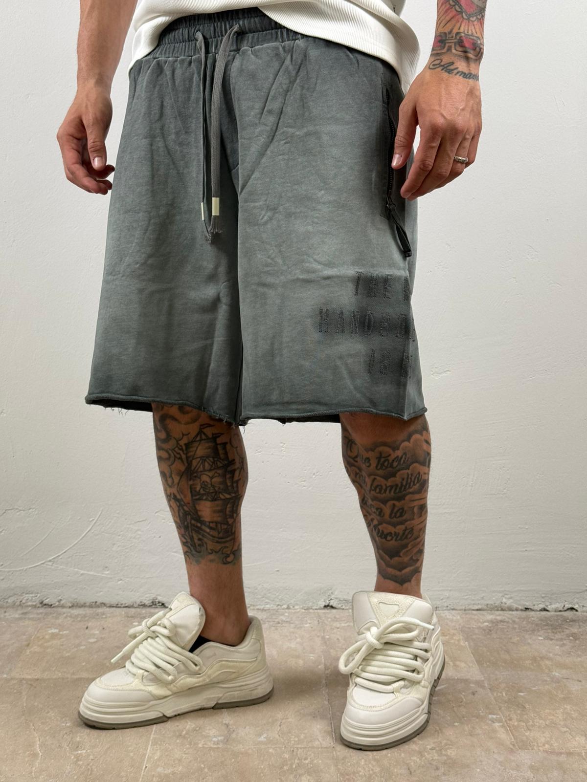 Pantaloncino ricamo grigio