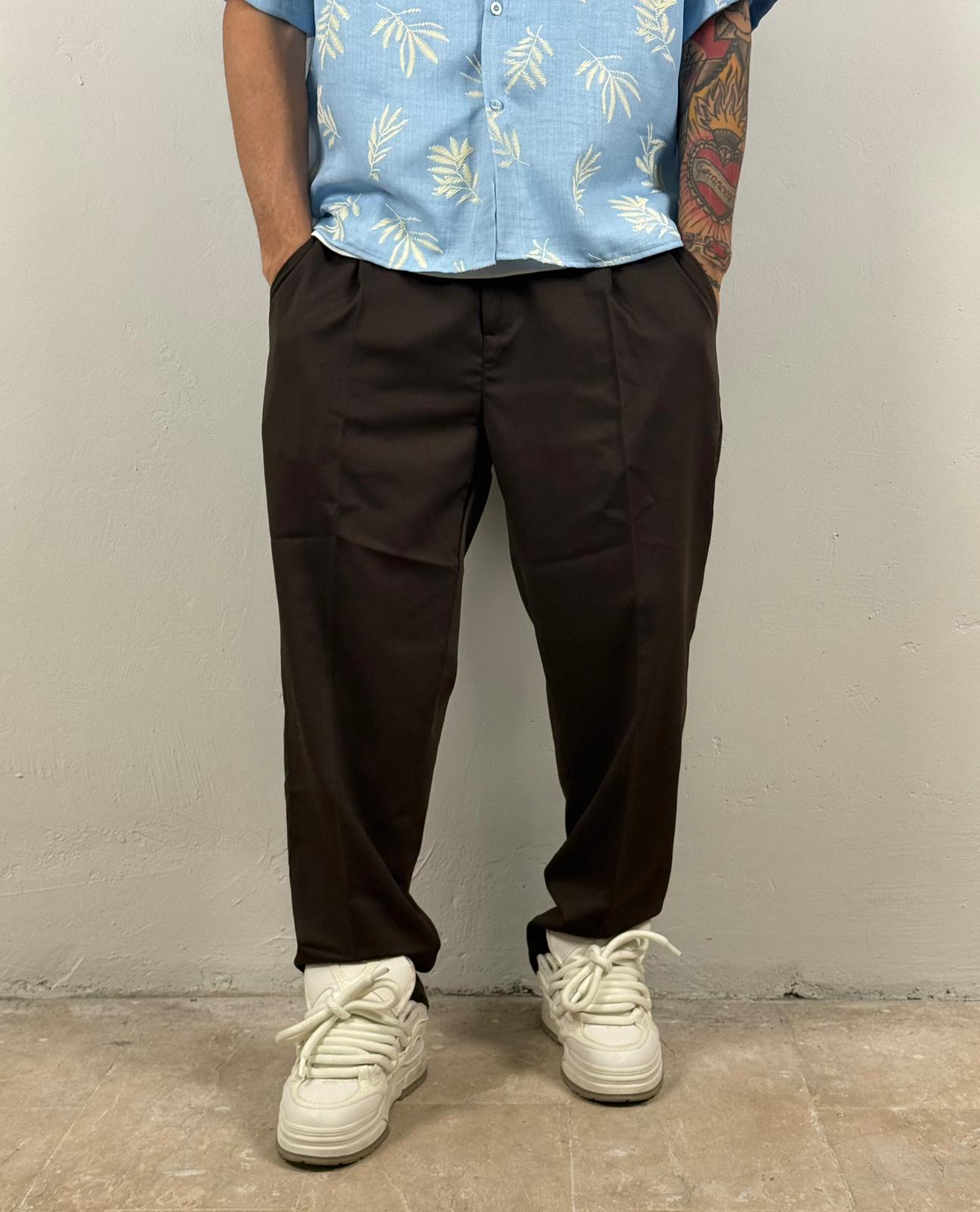 Pantalone fondo ampio marrone