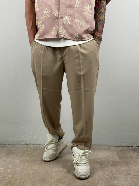 Pantalone fondo ampio begie
