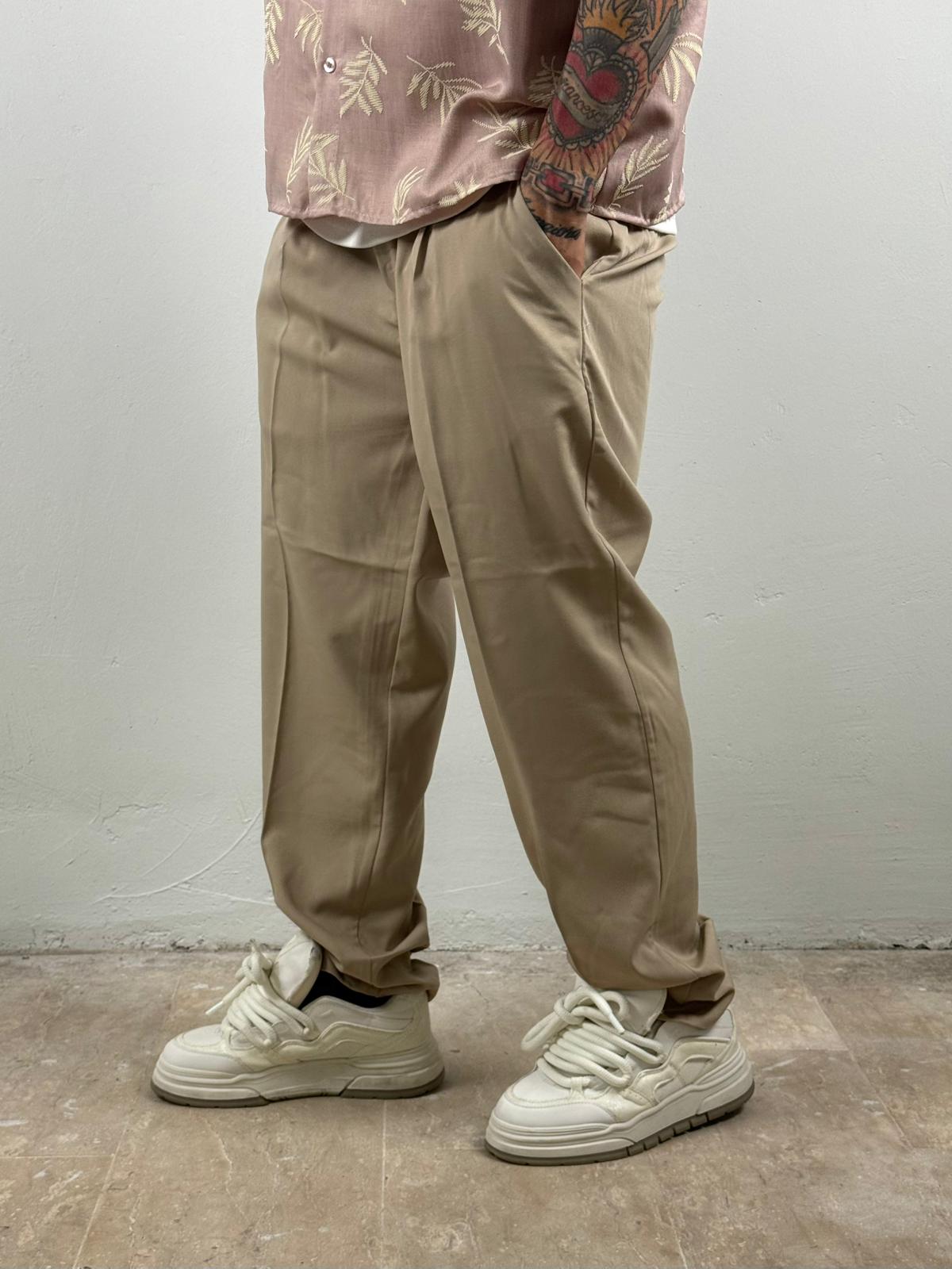Pantalone fondo ampio begie