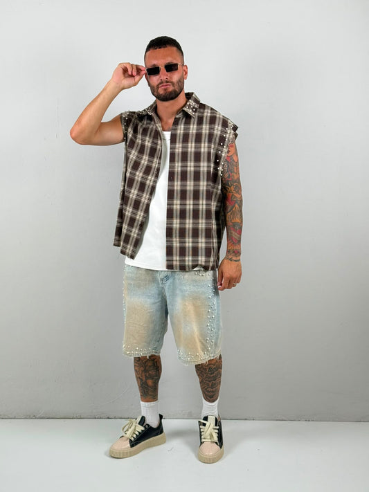 Camicia division giro manica marrone