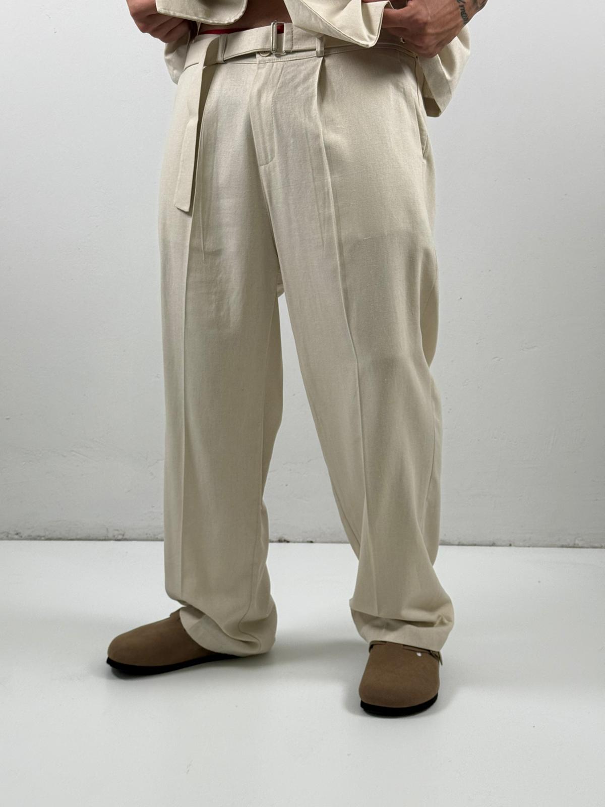 Coordinato in lino smanicato begie The Brothers
