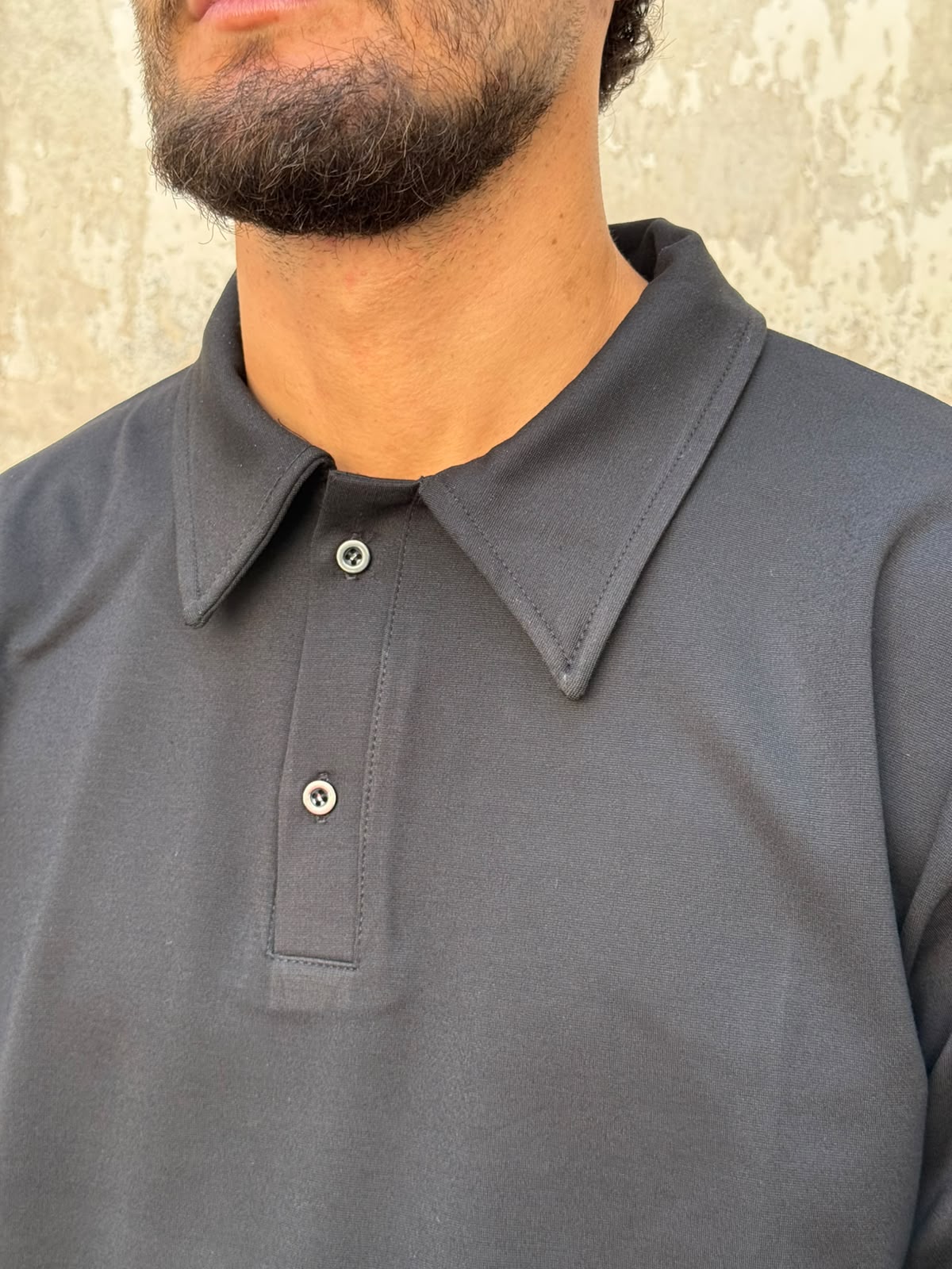 Long sleeve polo nera