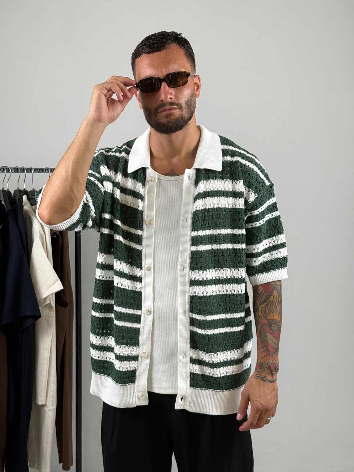 Camicione traforato verde