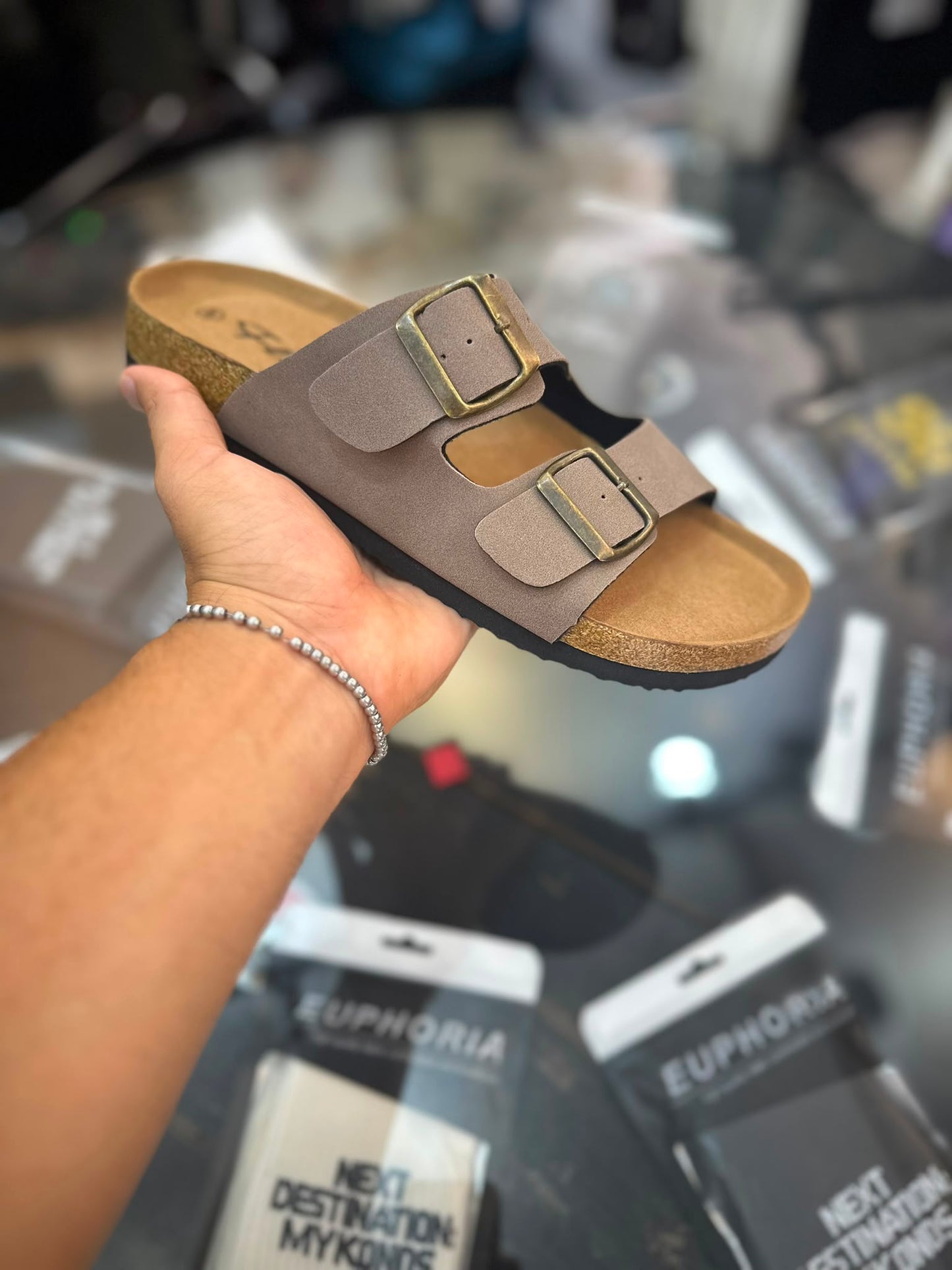 Sandali fibbia khaki